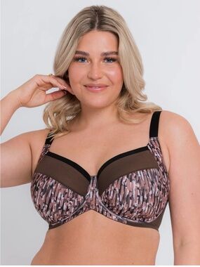 NWT Curvy Kate Supportive Underwire Bra in Cocoa Brown Print 38J / 38GG